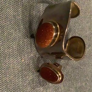 Sterling Silver and Goldstone Jewelry